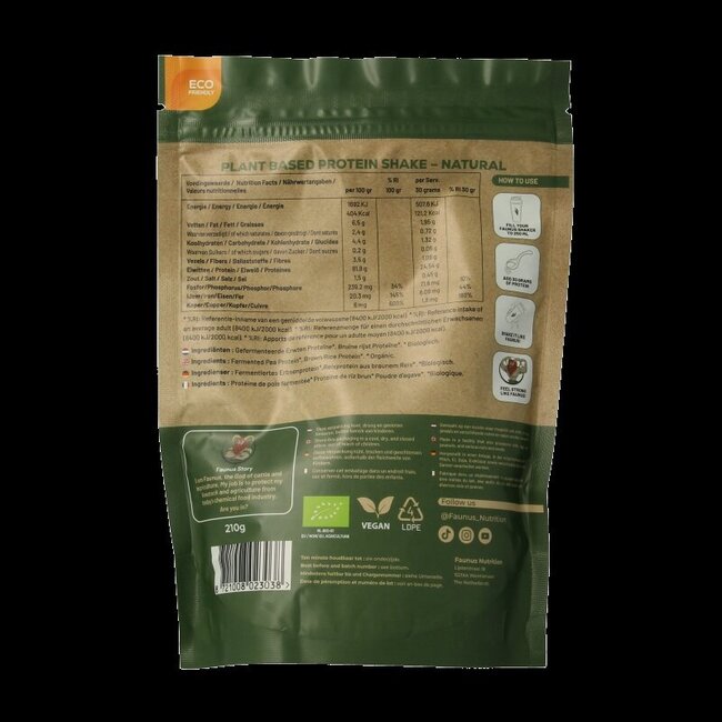 Faunus Nutrition Protéine fermentée nature bio 210 Grammes