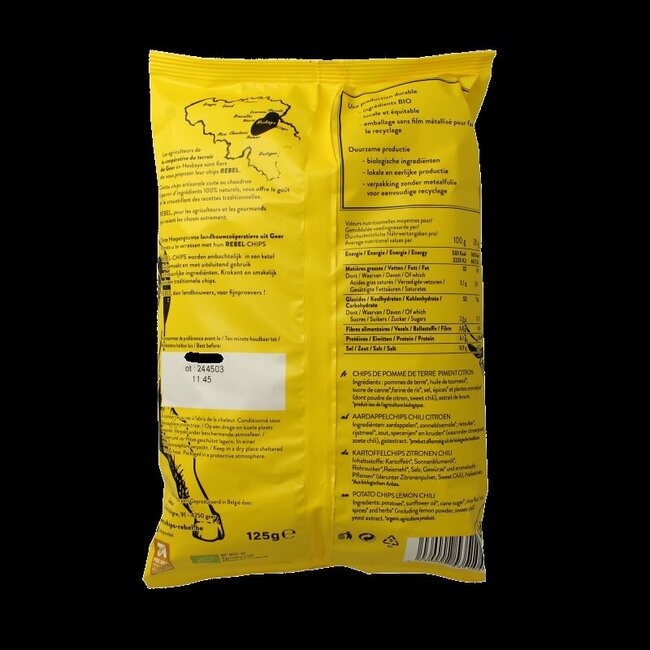 reBEL Aardappelchips chili lemon bio 125 Gram