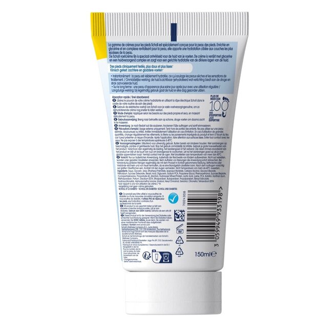 Scholl Crème pieds hydratation intense 150 ml