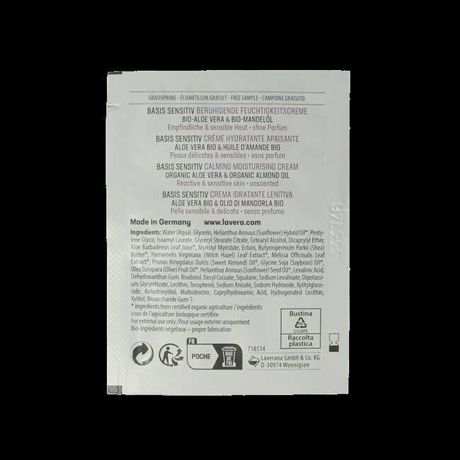 Lavera Sample basis sensitive moisturizing cream bio 100 Stuks