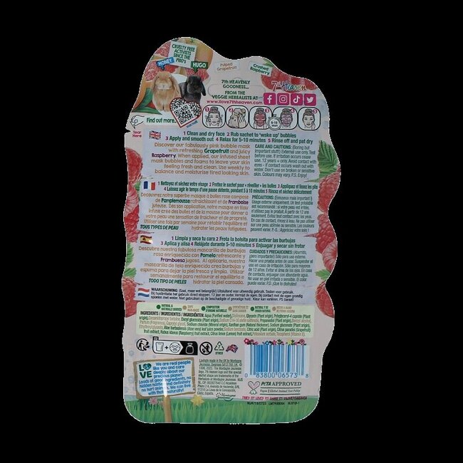 Montagne 7th Heaven face mask pink grapefruit bubble sheet 1 Stuks
