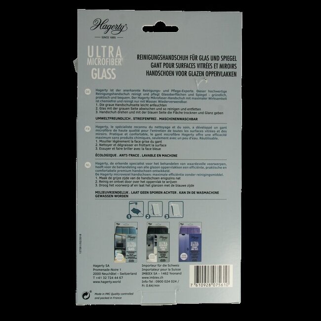 Hagerty Microfiber gloves glass 1 Stuks
