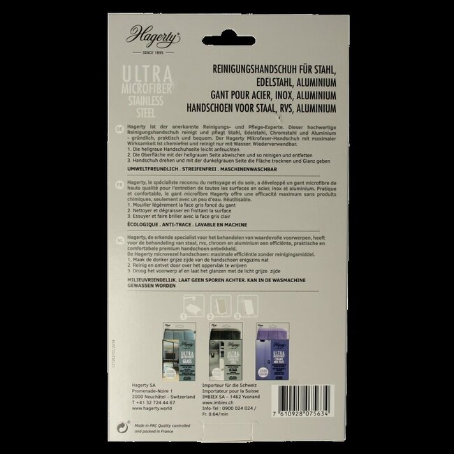 Hagerty Microfiber gloves stainless steel 1 Stuks