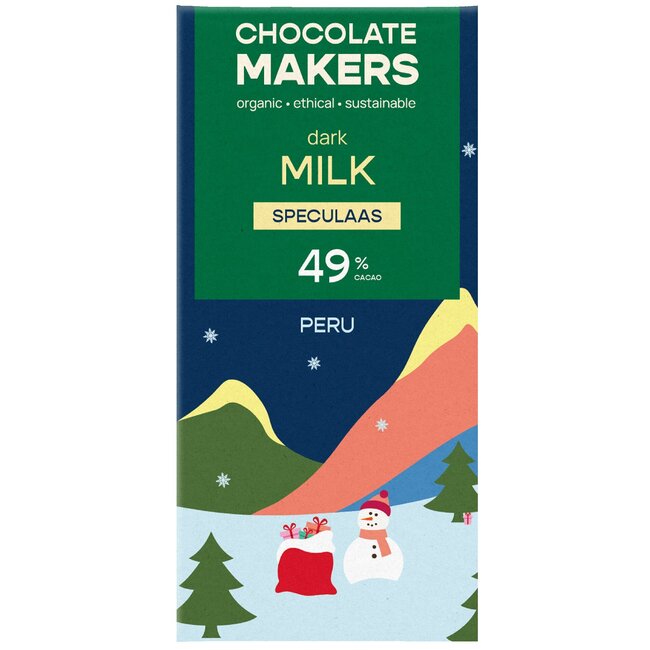Chocolatemakers Kerstreep milky speculaas bio 80 Gram