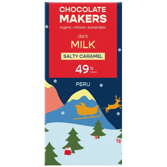 Chocolatemakers Kerstreep salty caramel bio 80 Gram