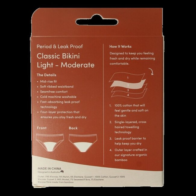 Culotte menstruelle Boody coupe bikini noir flux léger/moyen XS 1 unité