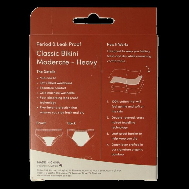 Boody Sous-vêtement menstruel culotte bikini noir flux normal/abondant S 1 pièce