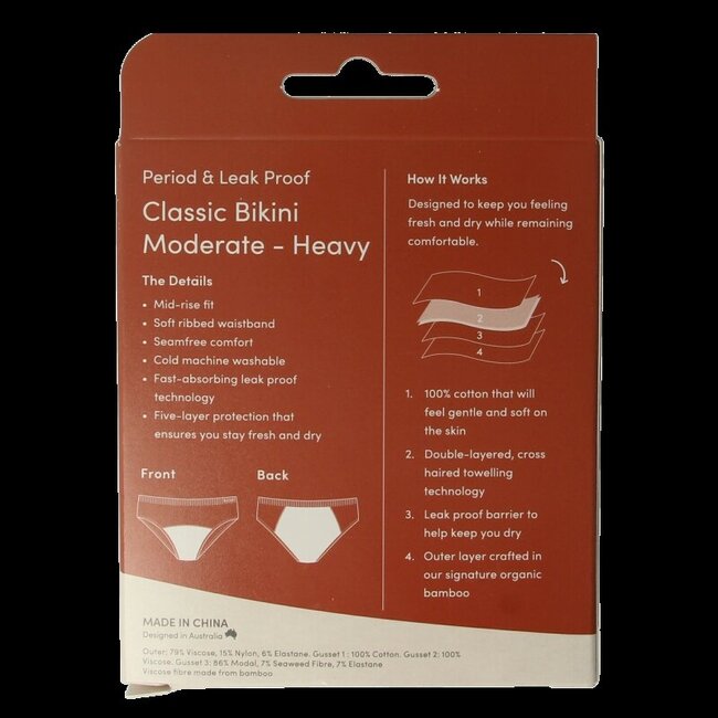 Culotte de règles Boody coupe bikini noir flux modéré/abondant M 1 pièce