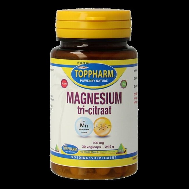 Toppharm Magnesium tri citraat puur 30 Vegetarische capsules