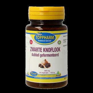 Toppharm Toppharm Zwarte knoflook dubbel gefermenteerd puur 30 Vegetarische capsules