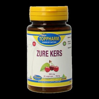 Toppharm Toppharm Zure kers 500mg puur 30 Vegetarische capsules