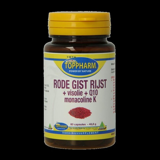 Toppharm Rode gist rijst + visolie + Q10 60 Capsules