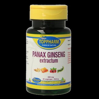 Toppharm Toppharm Panax ginseng extractum 650mg 30 Vegetarische capsules