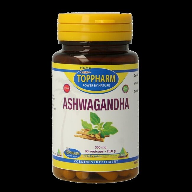 Toppharm Ashwagandha 300mg puur 60 Vegetarische capsules