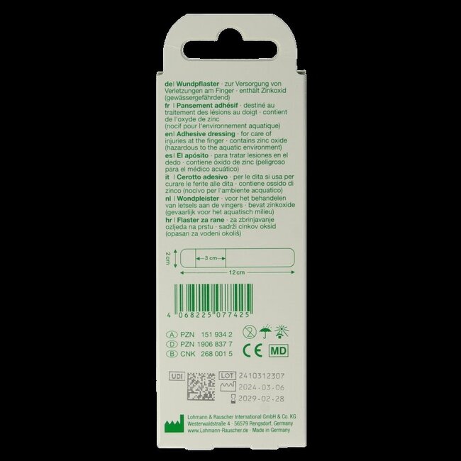 Pansement pour doigt Curaplast Sensitive 2x12 cm 10 pièces