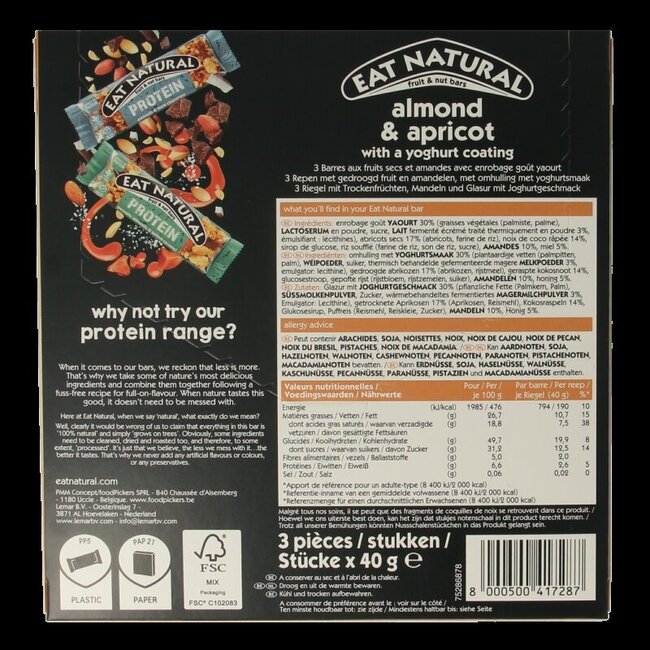 Eat Natural Almond / apricot / yoghurt 3 x 40 gram 120 Gram