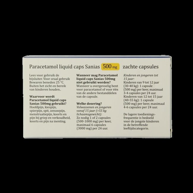 Sanias Paracétamol 500 mg liquide 20 capsules