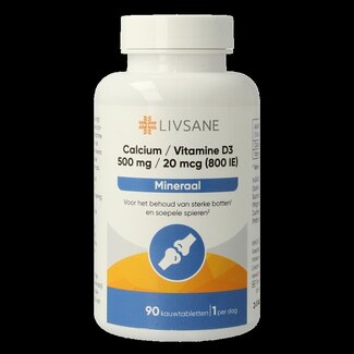 Livsane Livsane Calcium 500mg / vitamine D3 sinaasappel 90 Kauwtabletten