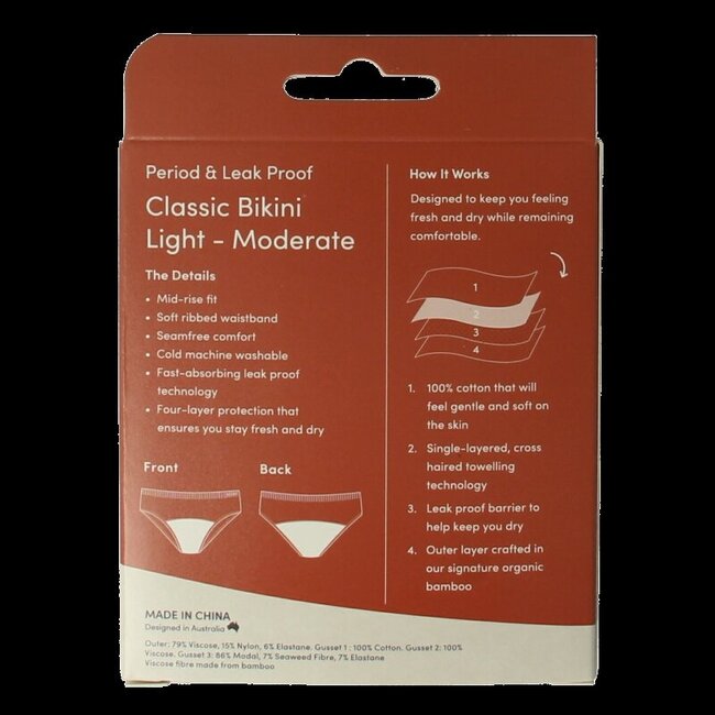 Boody Menstruatieondergoed bikinislip zwart licht/norm S 1 Stuks