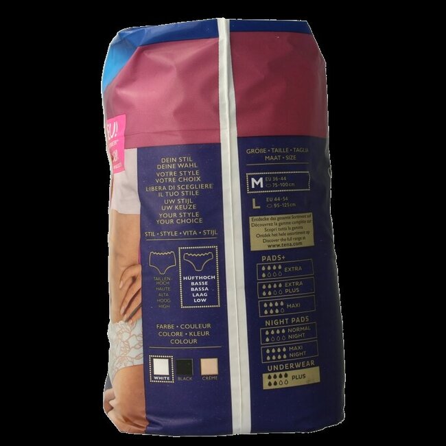 Tena Silhouette Plus Taille Basse Blanc M 12 Pièces
