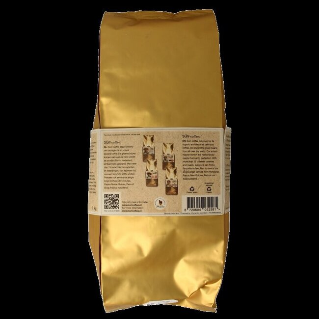 SUN Coffee Gezeilde koffiebonen medium roast bio 1 Kilogram