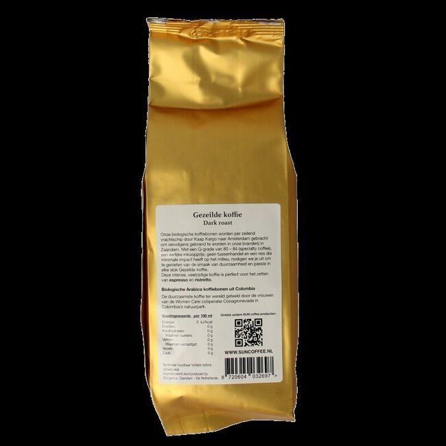SUN Coffee Gezeilde koffiebonen dark roast bio 250 Gram