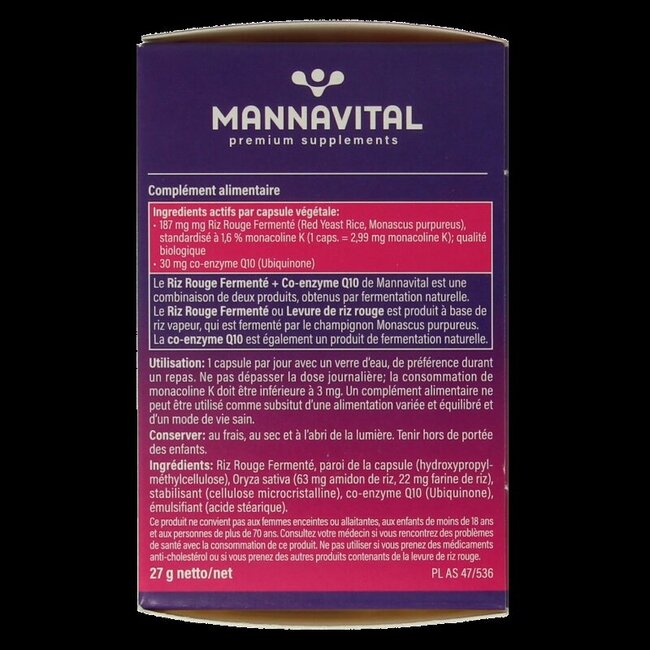 Mannavital Riz rouge fermenté 60 capsules végétariennes