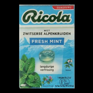 Ricola Ricola Fresh mint suikervrij doosje 50 Gram