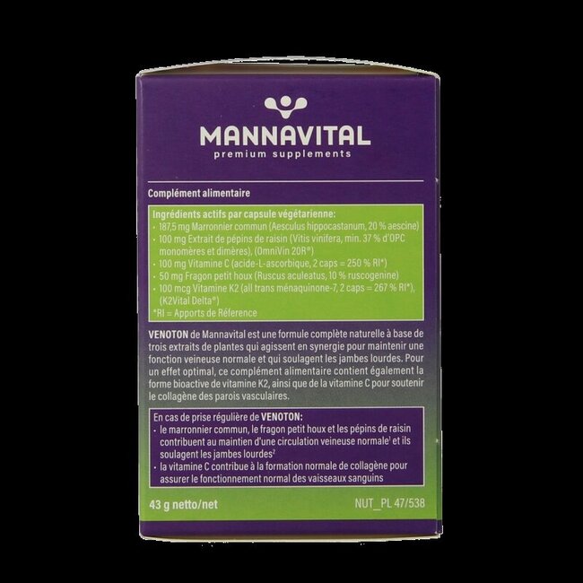 Mannavital Venoton 60 Vegetarische capsules