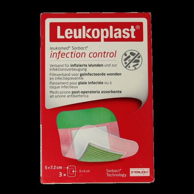 Sorbact infection control 5 x 7.2cm 3 Stuks