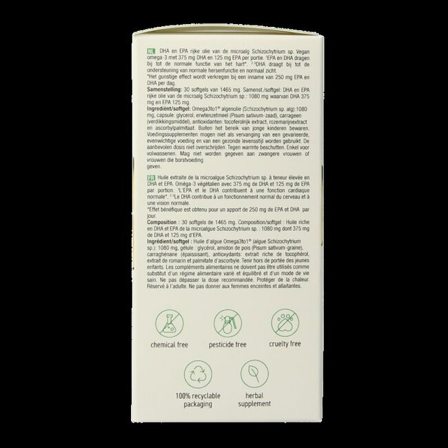 Purasana Huile d'algues oméga-3 vegan 30 capsules molles