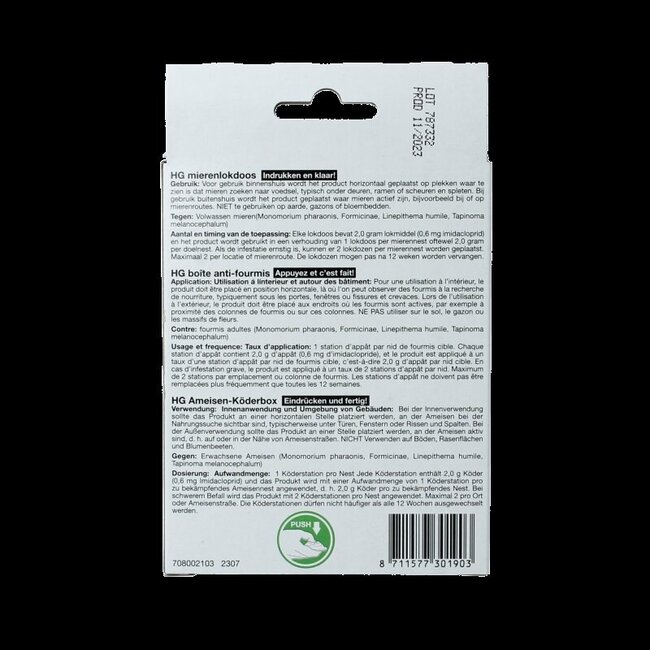 HG HGX Boîte à appâts contre les fourmis intérieur et extérieur 2 pièces