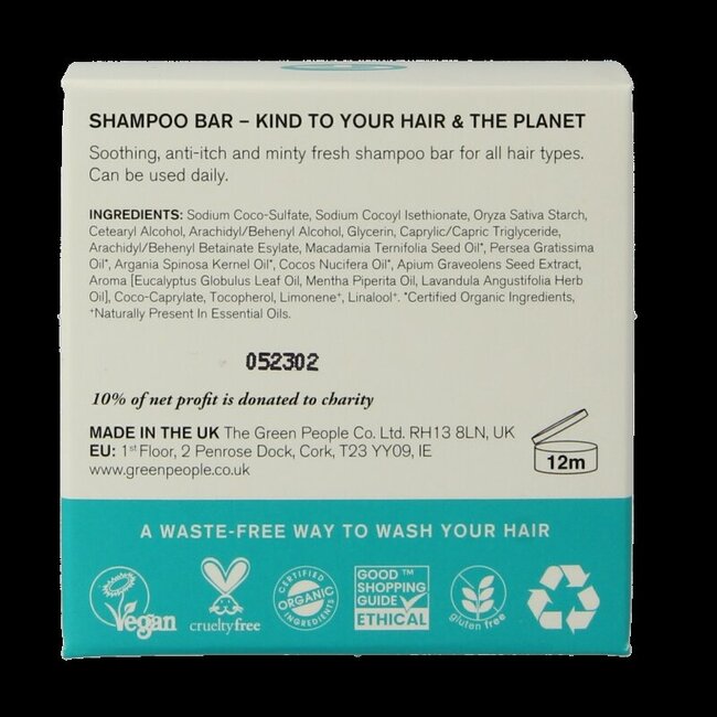 Green People Shampoing solide eucalyptus et menthe 50 g