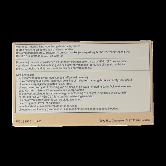 Teva Ibuprofen 400mg liquid caps 20 Capsules