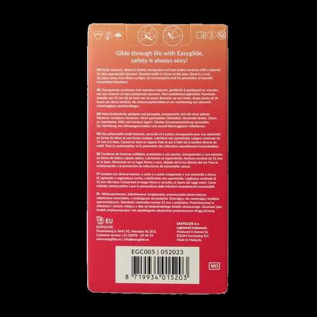 Préservatifs Easyglide nervurés et perlés 10 pièces