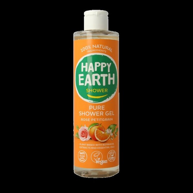 Happy Earth Pure showergel rose petitgrain 300 Milliliter