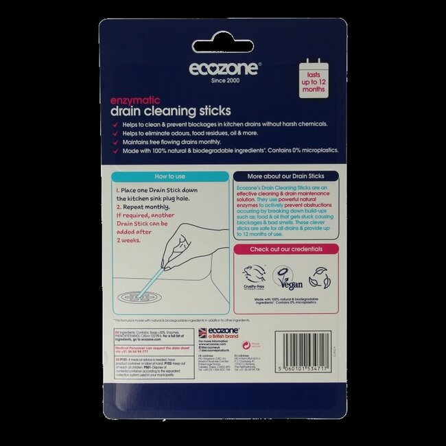 EcoZone Afvoer ontstopper sticks 12 Stuks