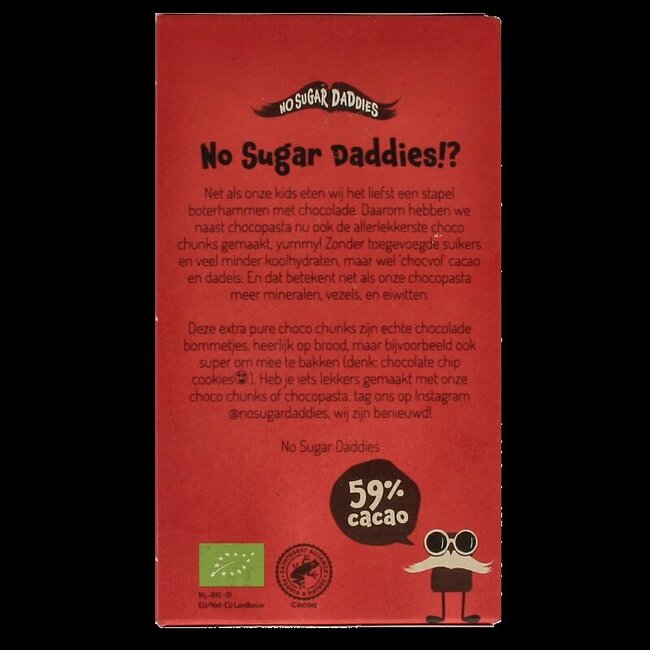 No Sugar Daddies Choco chunks extra puur bio 180 Gram