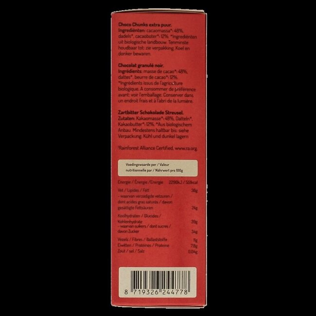 No Sugar Daddies Choco chunks extra puur bio 180 Gram