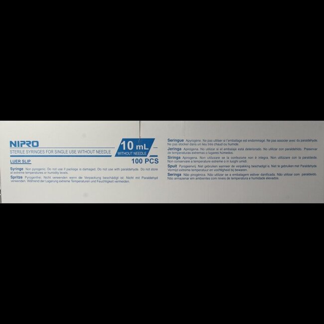 Injectiespuit luer 10ml 3-delig 100 Stuks