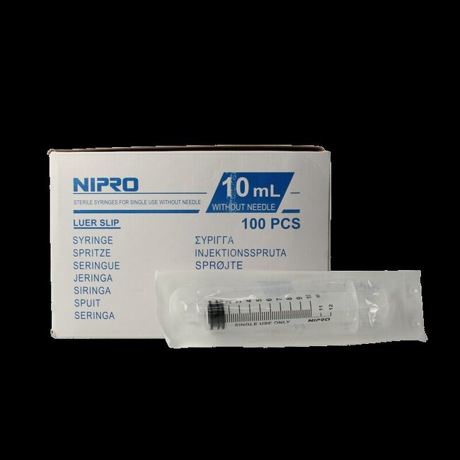 Nipro Injectiespuit luer 10ml 3-delig 100 Stuks
