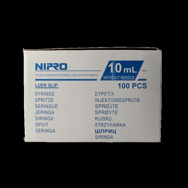 Nipro Injectiespuit luer 10ml 3-delig 100 Stuks