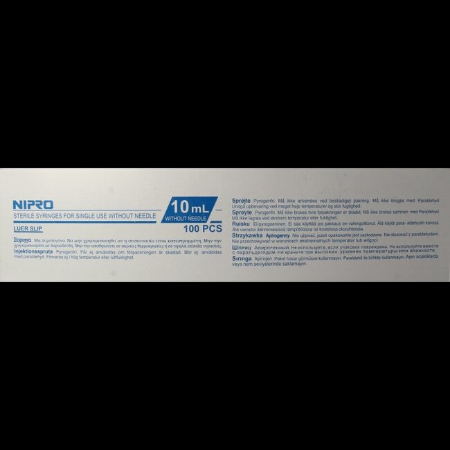 Seringue Nipro Luer 10 ml 3 pièces - 100 unités