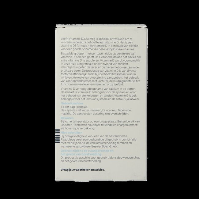 Leefit Vitamine D3 20mcg 100 Softgels