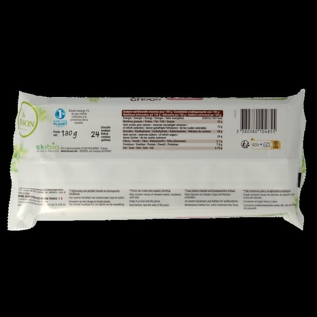 Bisson Stick choco pure chocolade bio 130 Gram