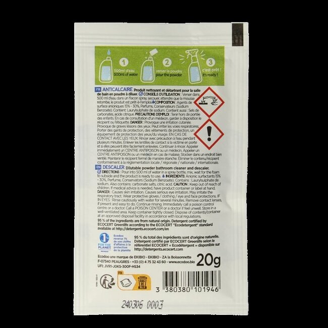 Ecodoo Détartrant en poudre soluble éco 20 g