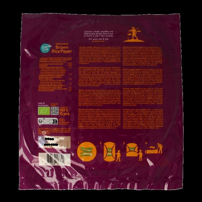 TerraSana Vietnamese bruine rijstvellen bio 150 Gram