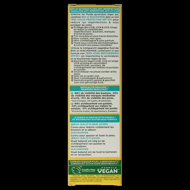 Garnier PureActive Fluide UV BHA + Niacinamide SPF50+ 40 ml