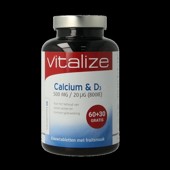 Vitalize Calcium & D3 90 Kauwtabletten