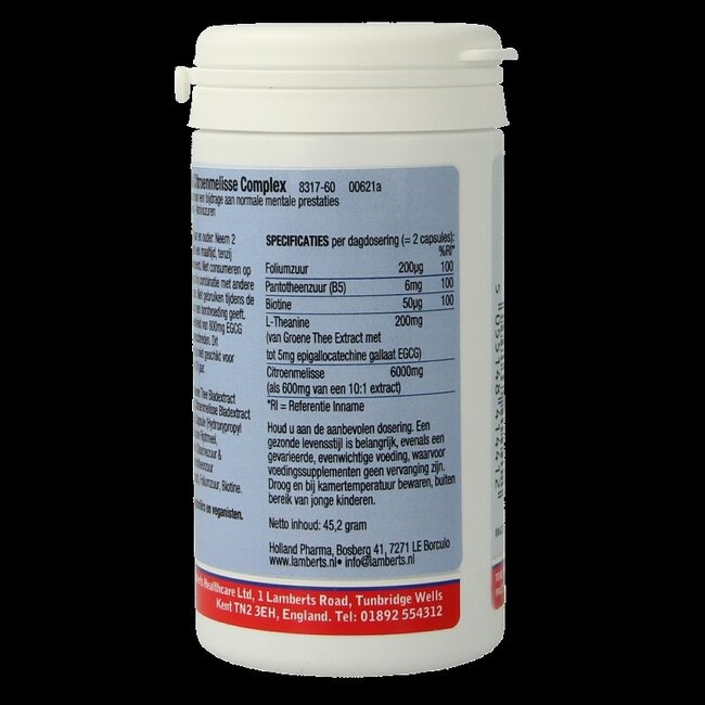 Lamberts L-Théanine & Complexe de mélisse 60 capsules